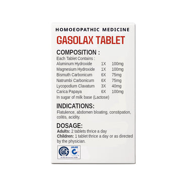 GASOLAX TABLETS 25 GM.